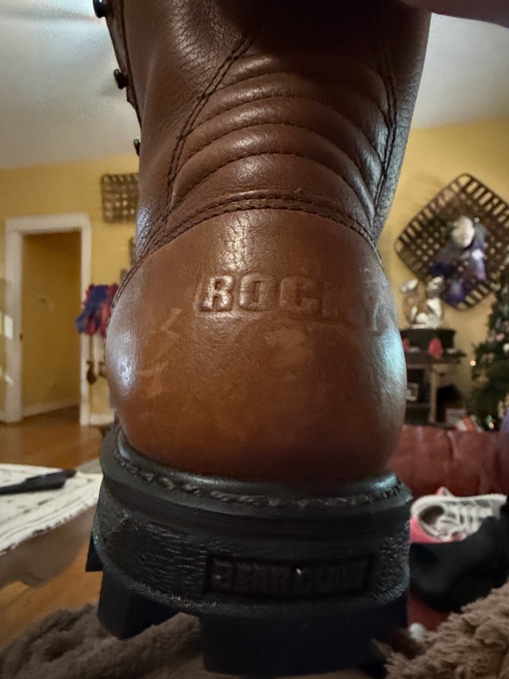 Rocky Men's Brown Leather Work Boots with insulation and steel toe tip. - Picture 11 of 13